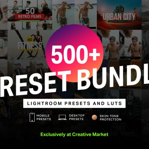 500+ Lightroom Presets & LUTs Bundlecover image.