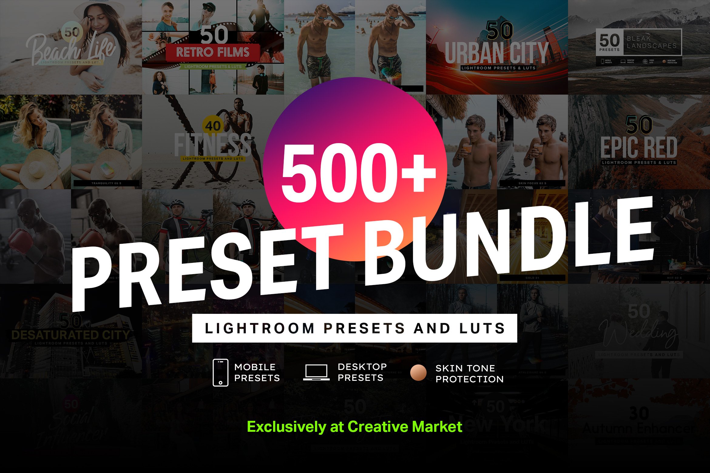 500+ Lightroom Presets & LUTs Bundlecover image.