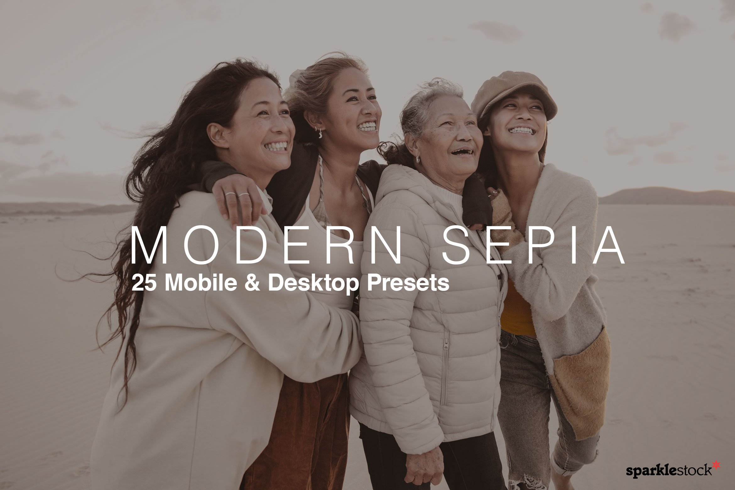 25 Modern Sepia Lightroom Presets LUcover image.