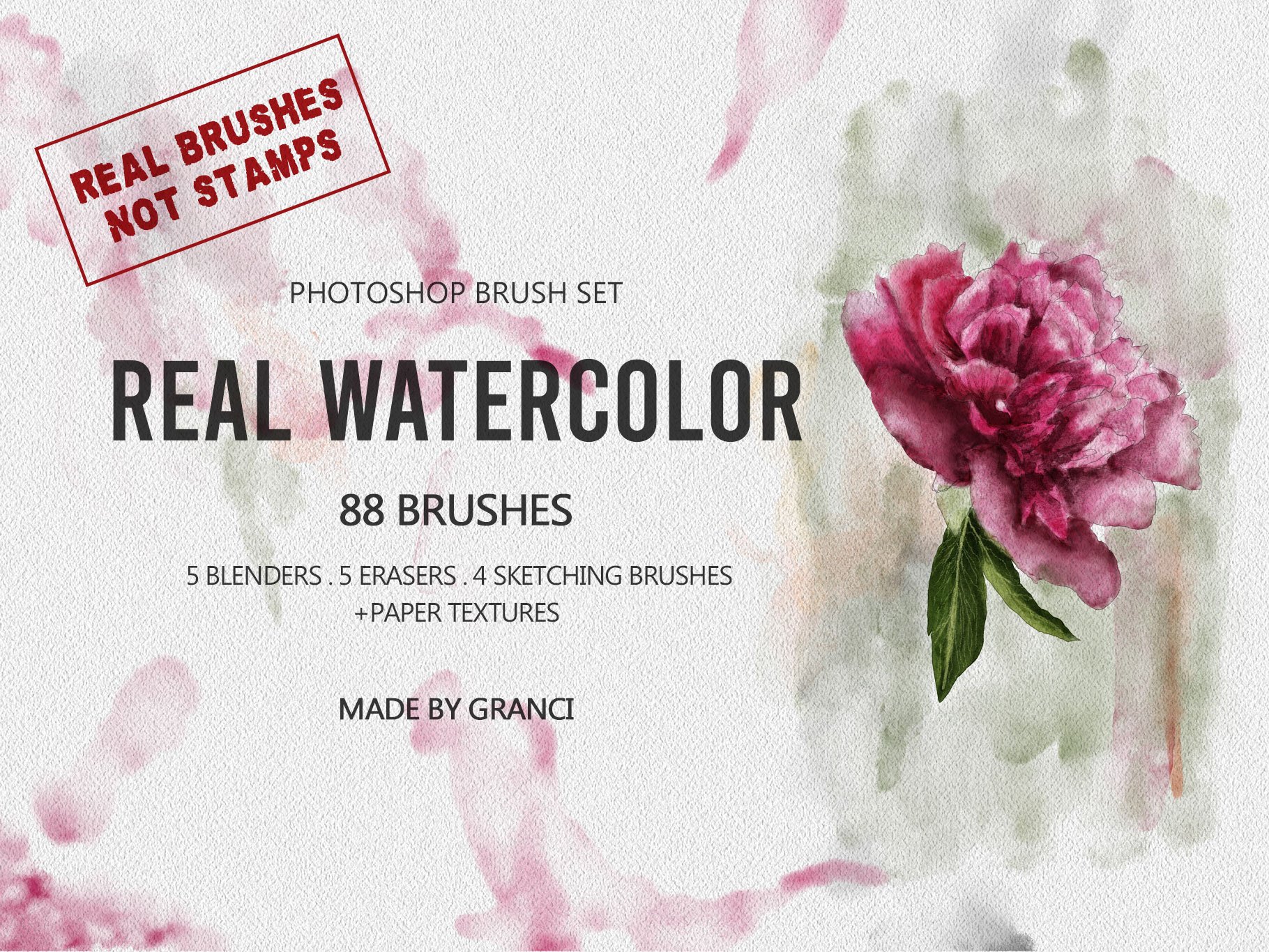 Real Watercolor Photoshop Brushescover image.