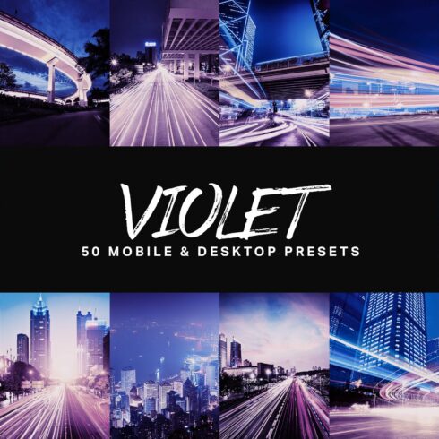 50 Violet Lightroom Presets and LUTscover image.