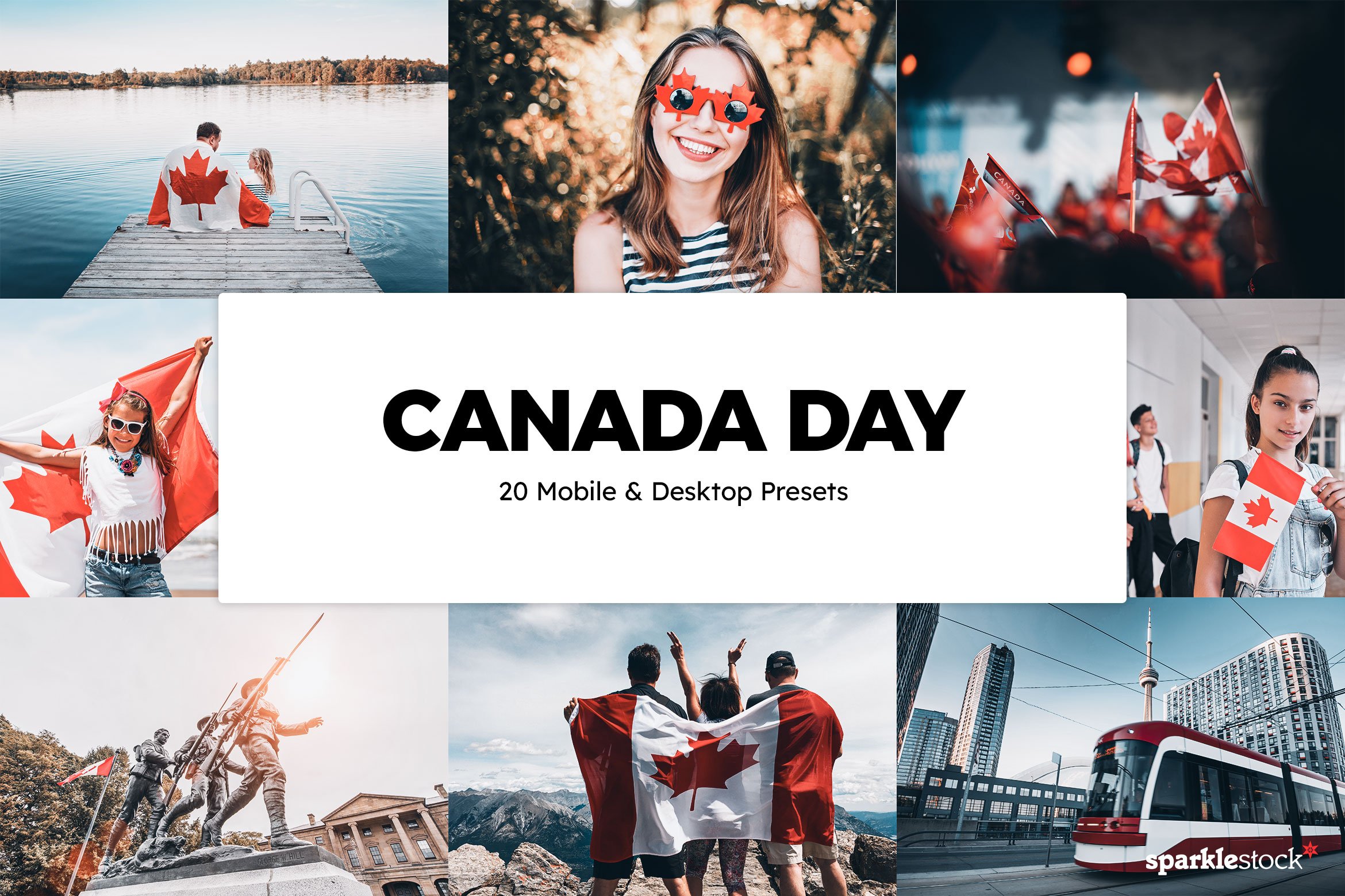 20 Canada Day Lightroom Presets LUTscover image.