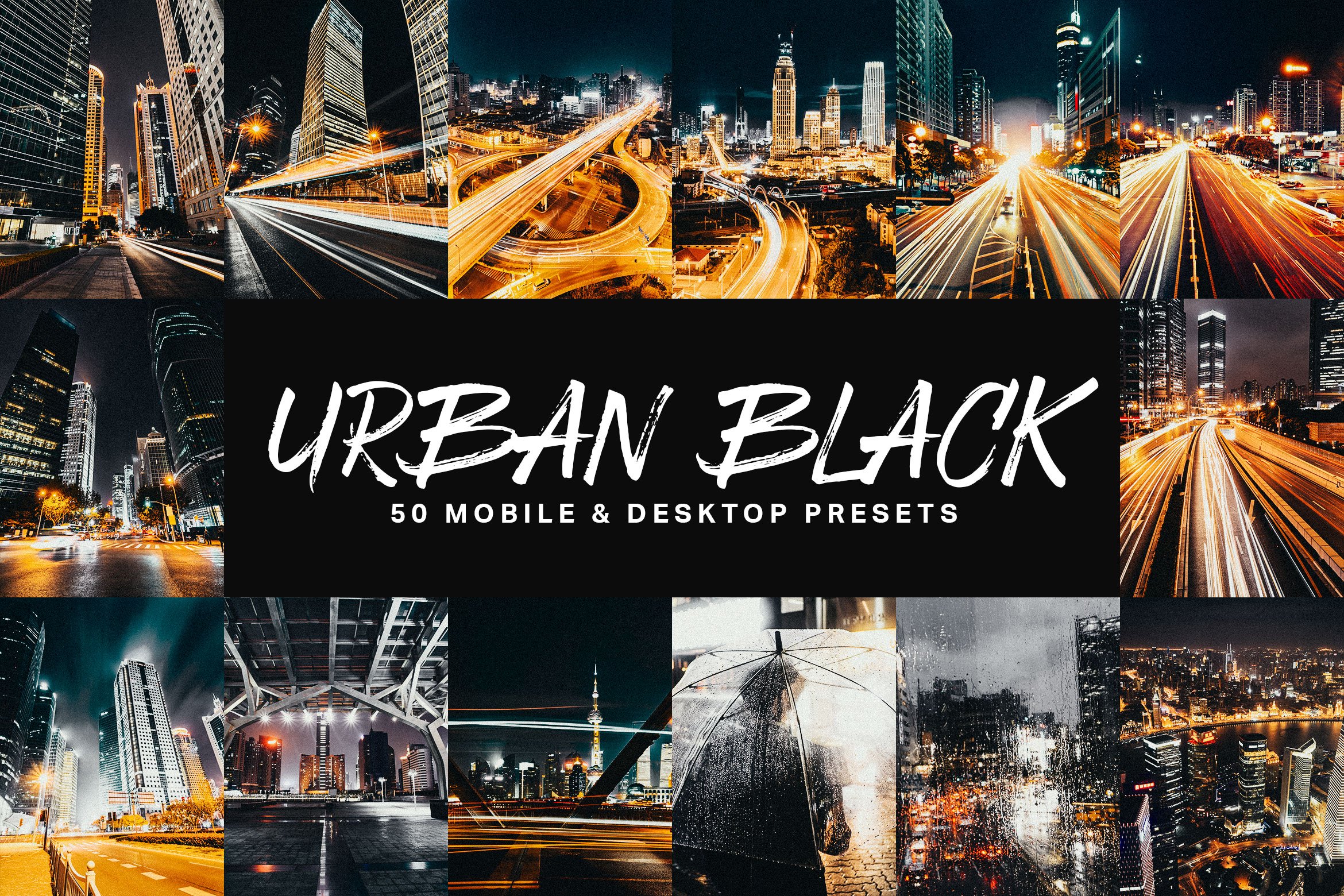 50 Urban Black Lightroom Presetscover image.