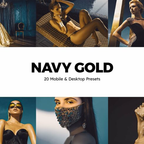 20 Navy Gold Lightroom Presets & LUTcover image.