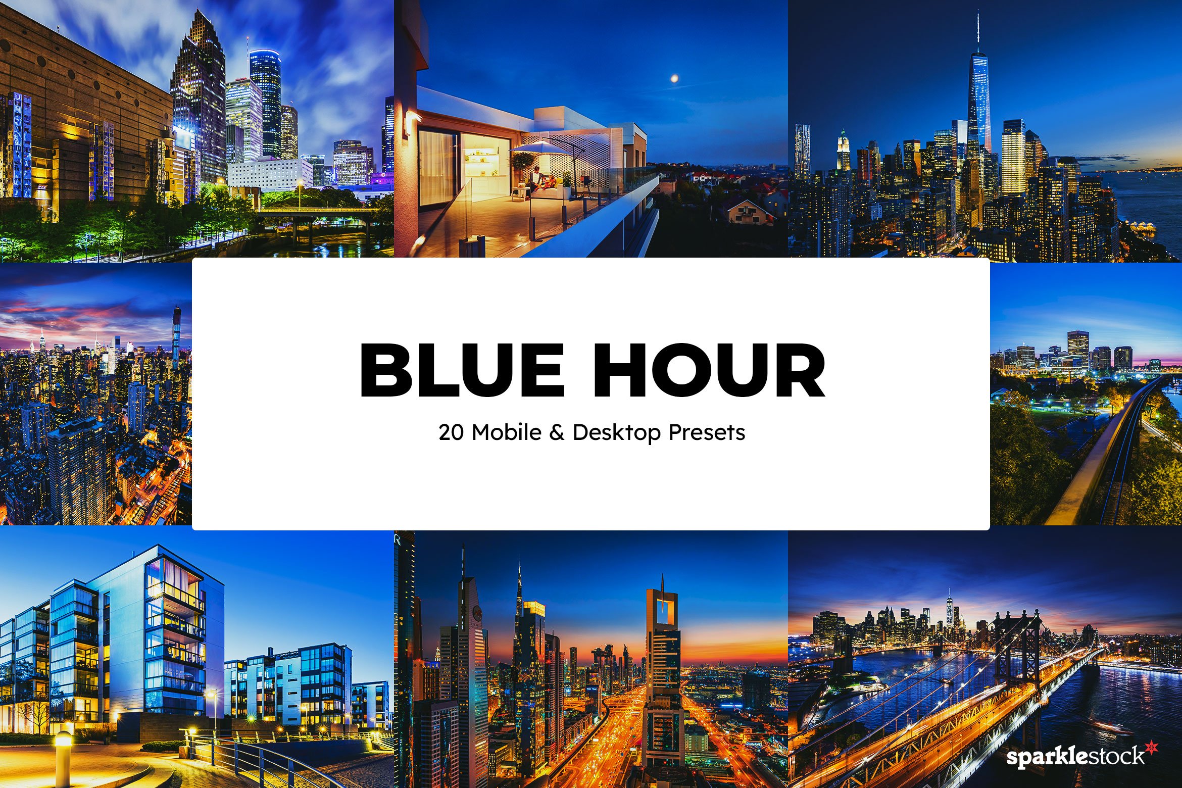 20 Blue Hour Lightroom Presets LUTscover image.