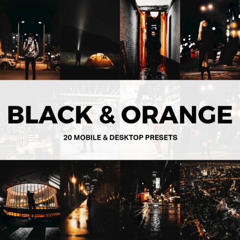 20 Black & Orange Lightroom Presetscover image.