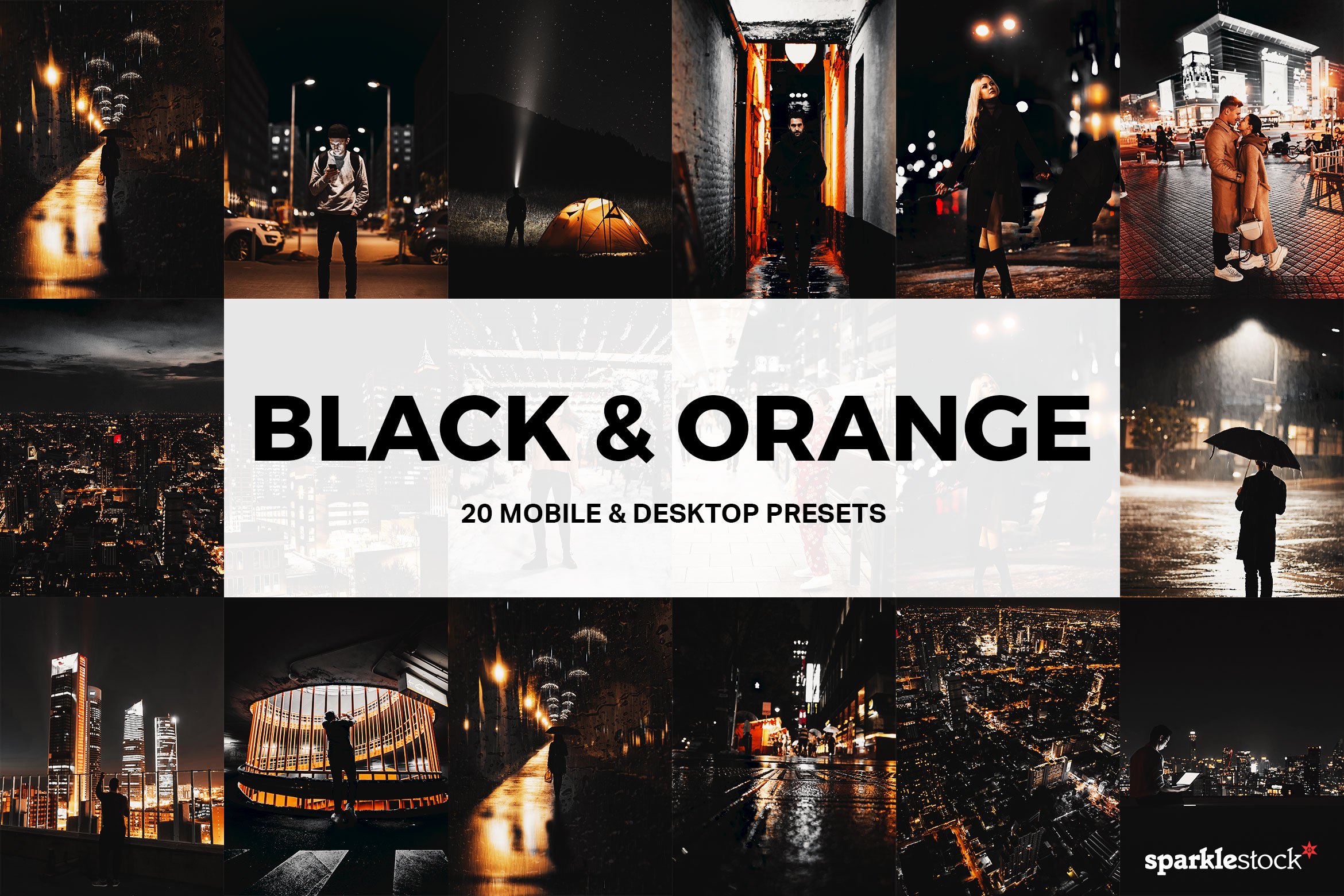 20 Black & Orange Lightroom Presetscover image.