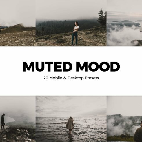 20 Muted Mood Lightroom Presets LUTscover image.