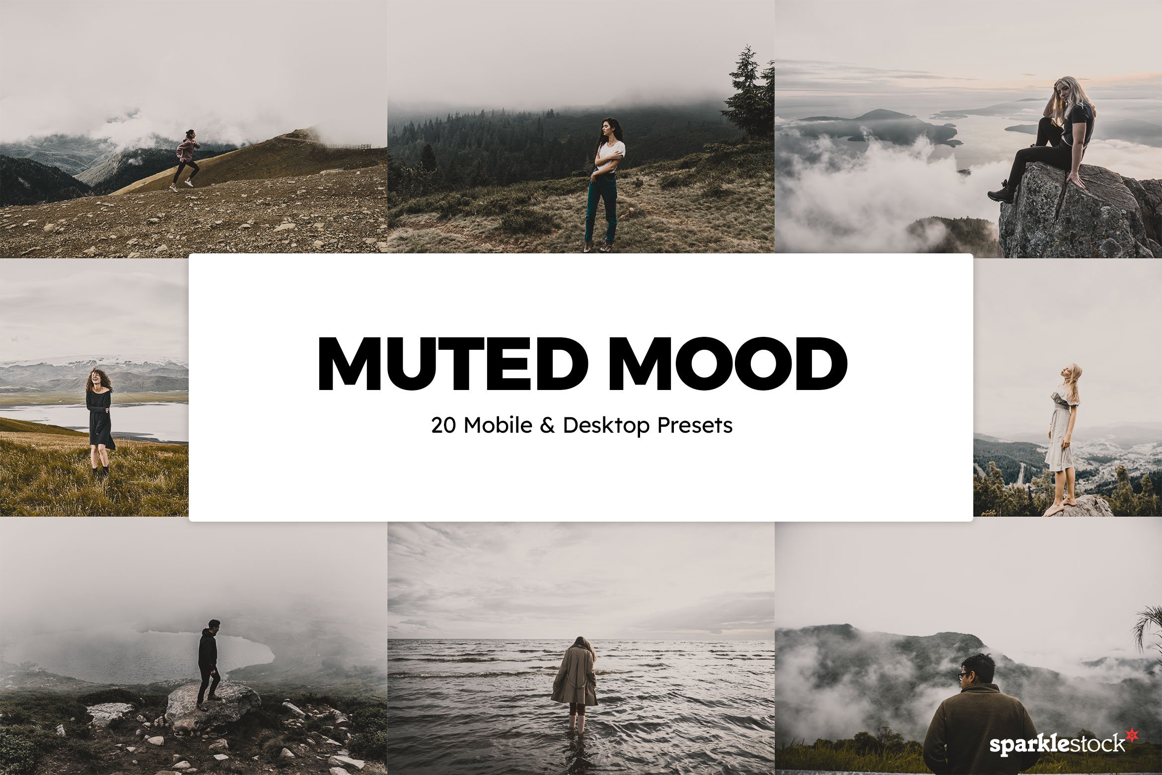 20 Muted Mood Lightroom Presets LUTscover image.