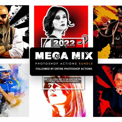 Mega Mix Photoshop Action Bundelcover image.