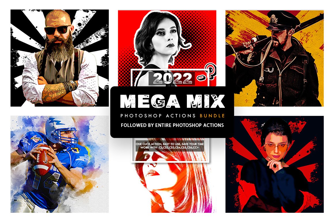 Mega Mix Photoshop Action Bundelcover image.