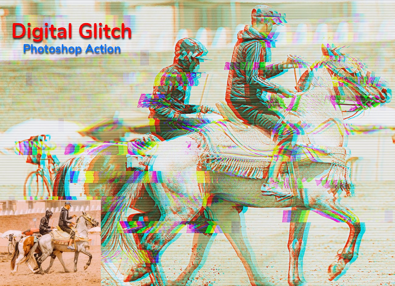 Digital Glitch Photoshop Actionpreview image.