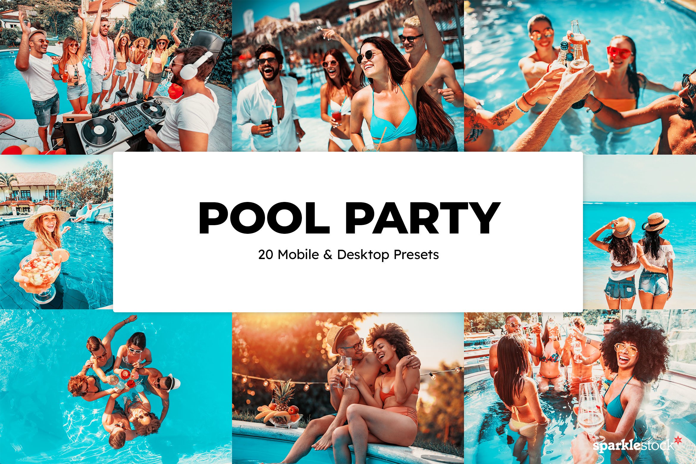 20 Pool Party Lightroom Presets LUTscover image.