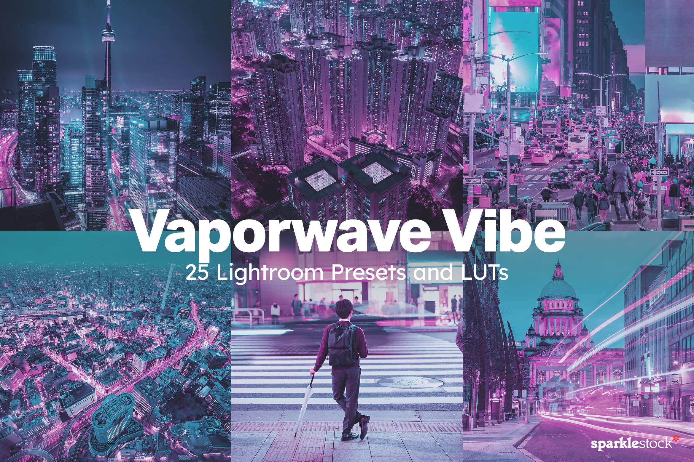 25 Vaporwave Vibe Lightroom Presetscover image.