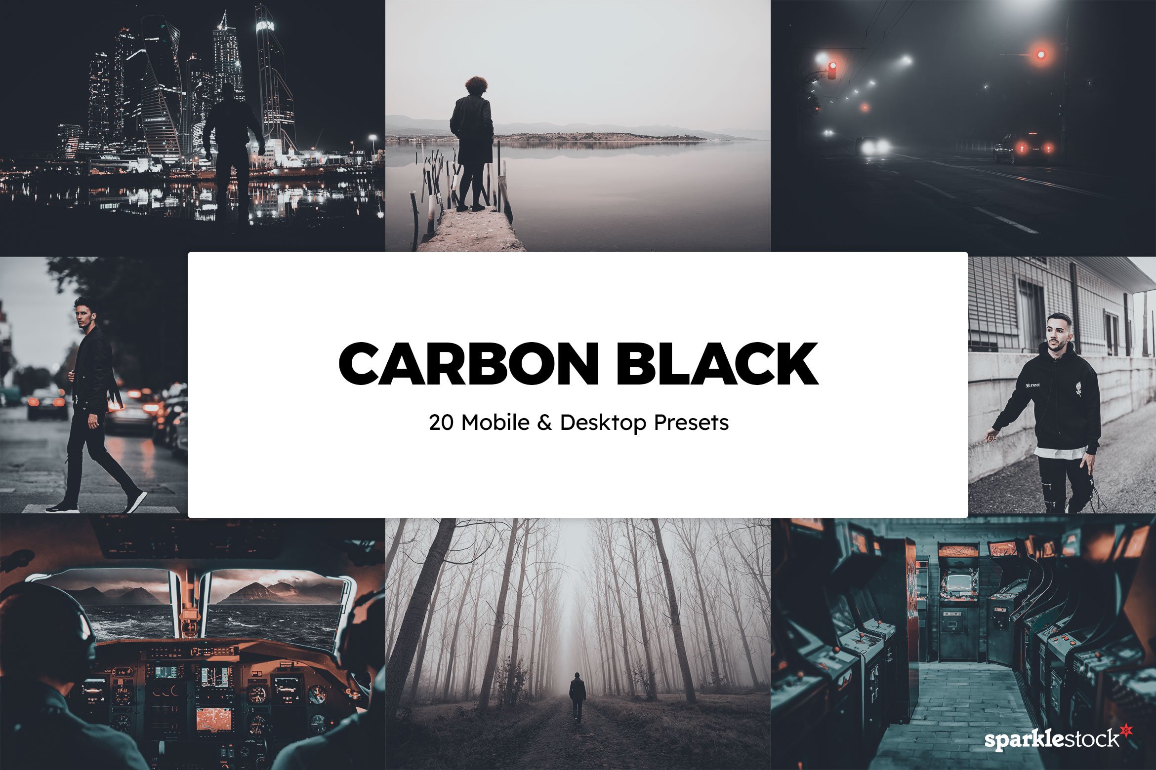 20 Carbon Black Lightroom Presetscover image.