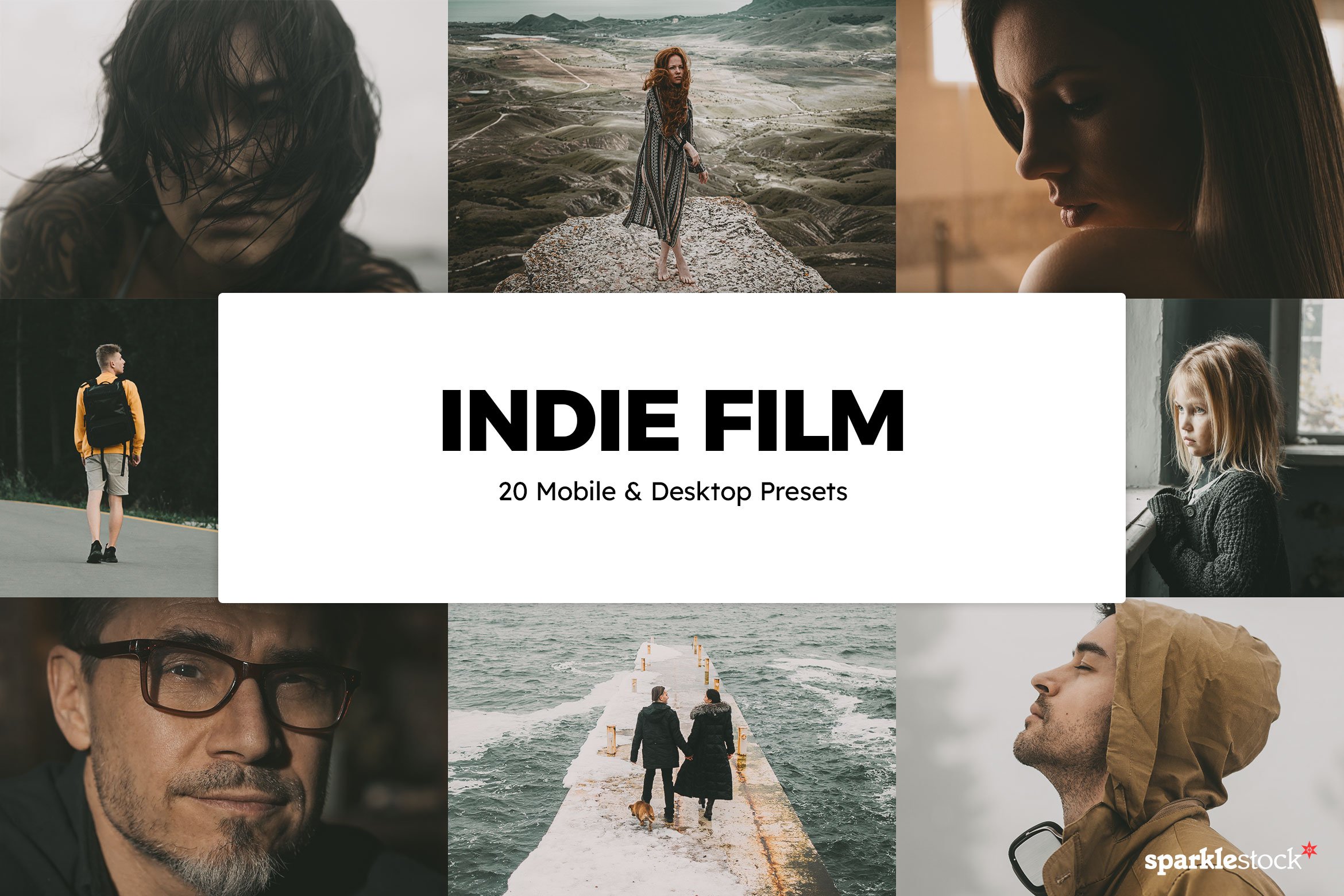 20 Indie Film Lightroom Presets LUTscover image.
