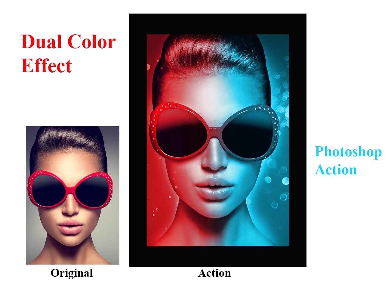 Dual Color Effect Photoshop Actionpreview image.