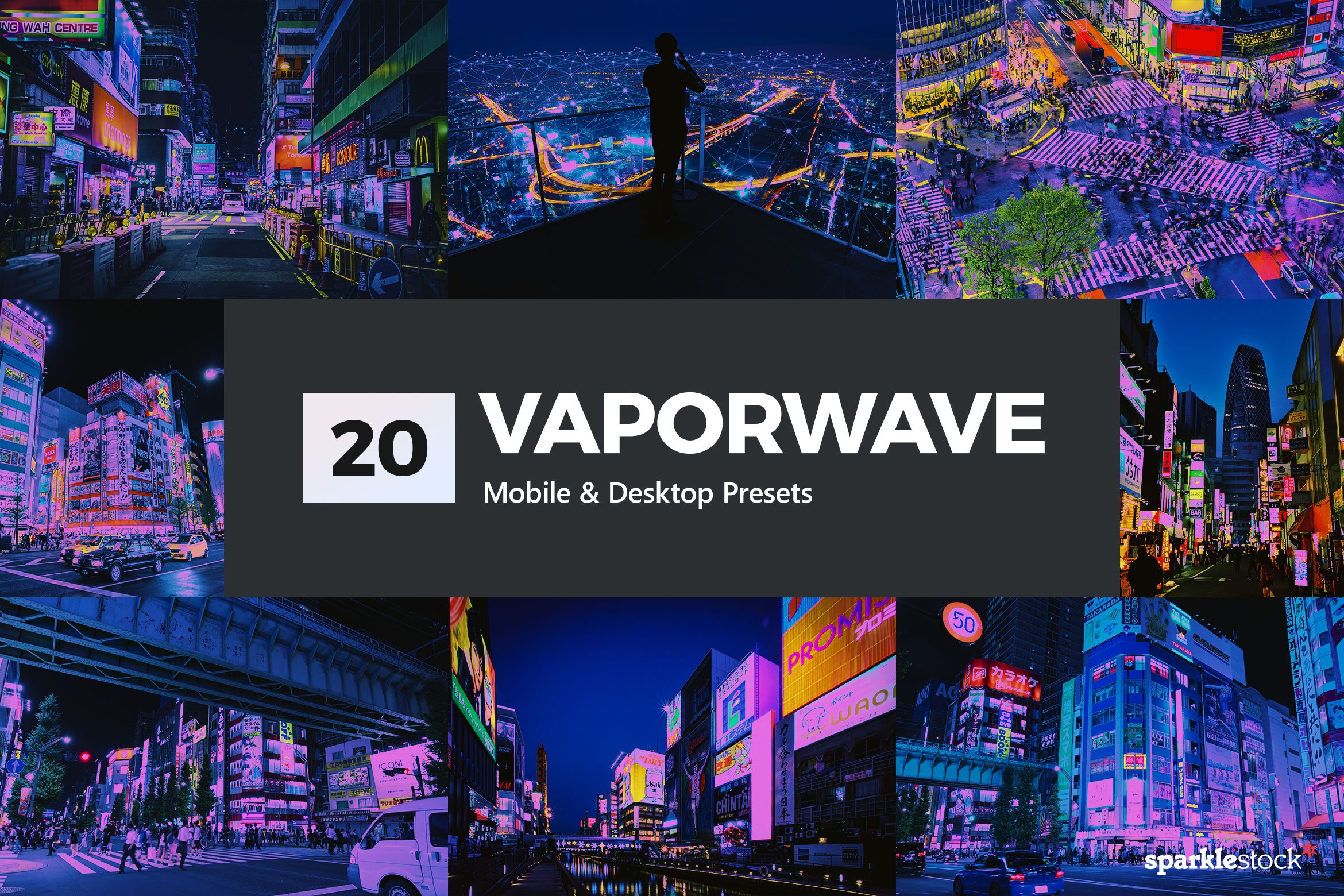 20 Vaporwave Lightroom Presets LUTscover image.