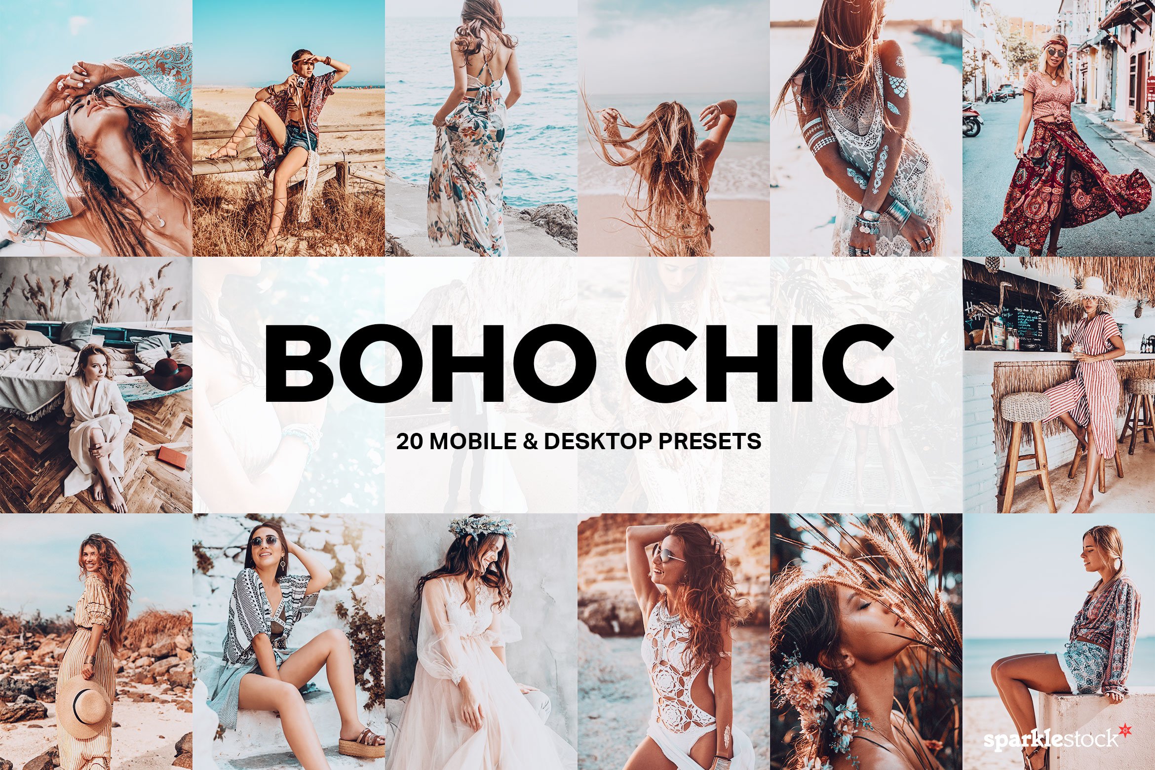 20 Boho Chic Lightroom Presets LUTscover image.