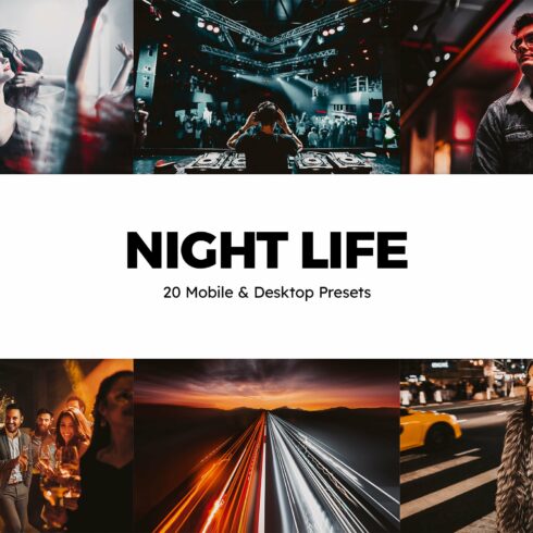 20 Night Life Lightroom Presets LUTscover image.