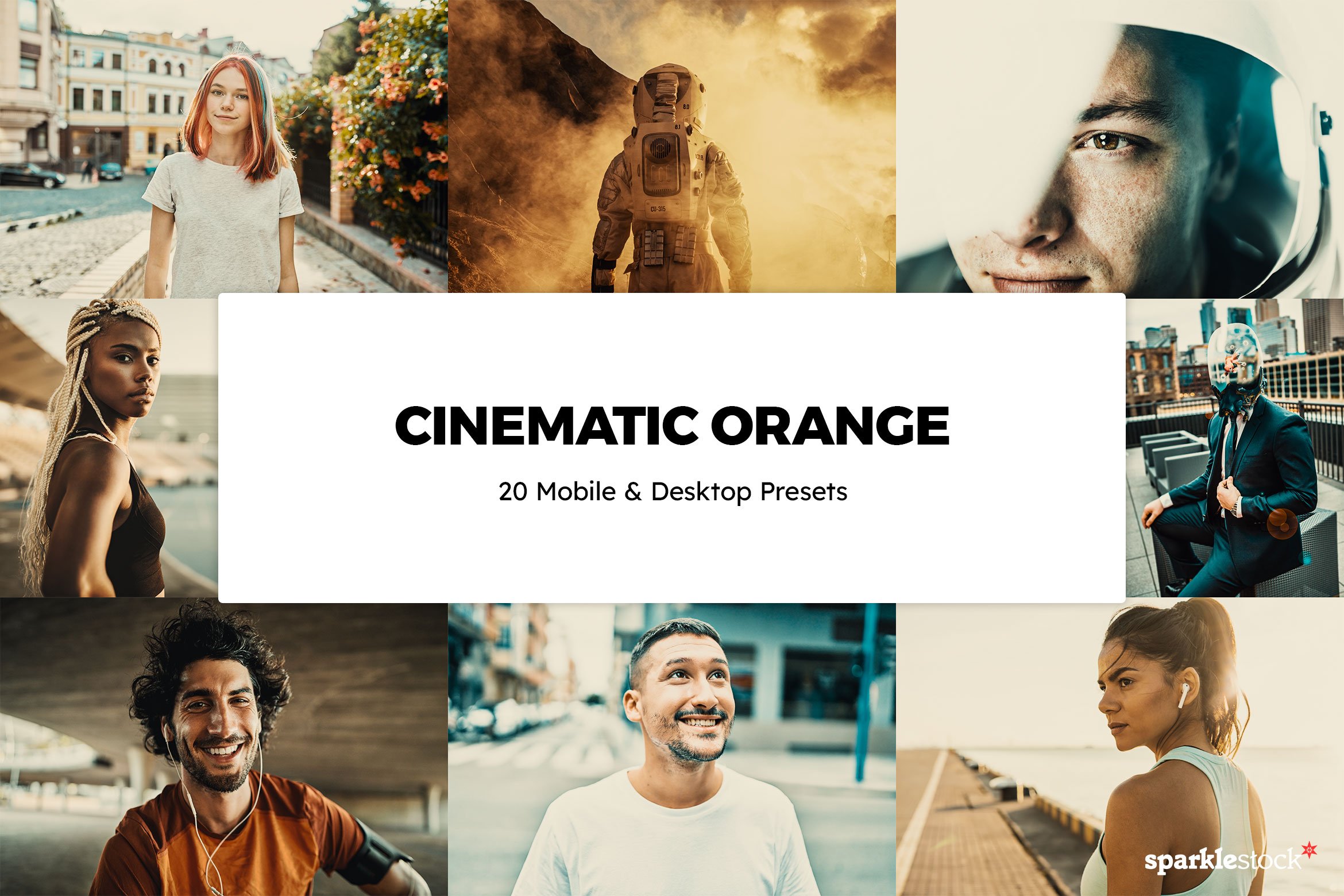 20 Cinematic Orange Lightroom Presetcover image.