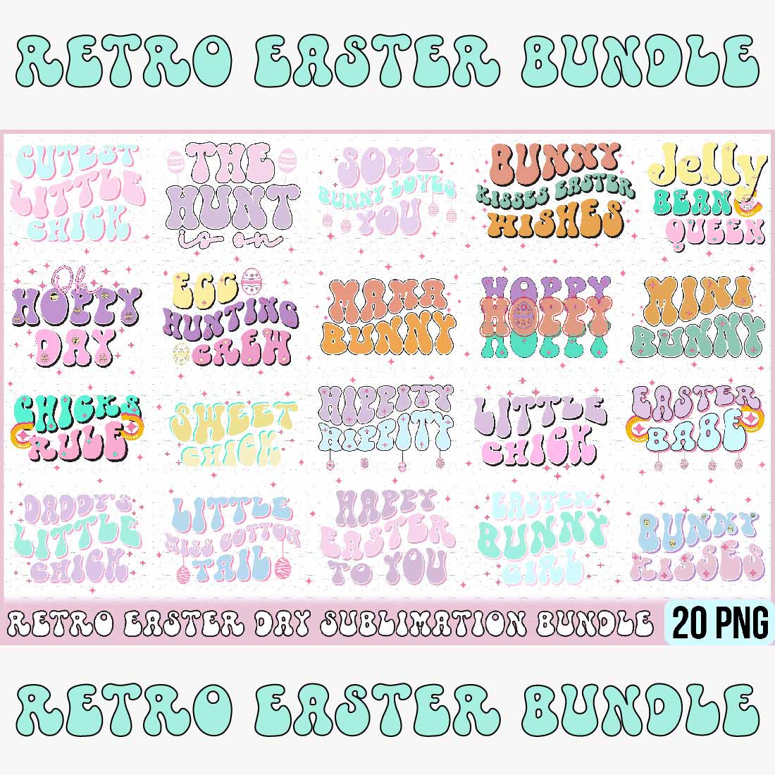 Retro Easter Day Sublimation Bundle cover image.