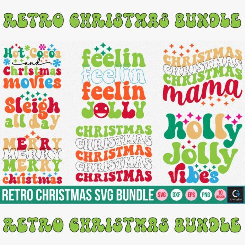 Retro Christmas Svg Bundle cover image.