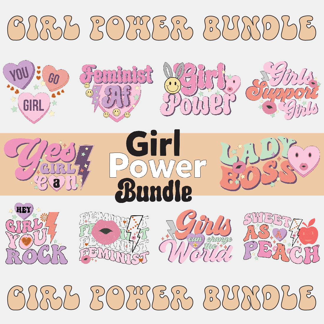 Girl Power Quote PNG Sublimation Bundle cover image.