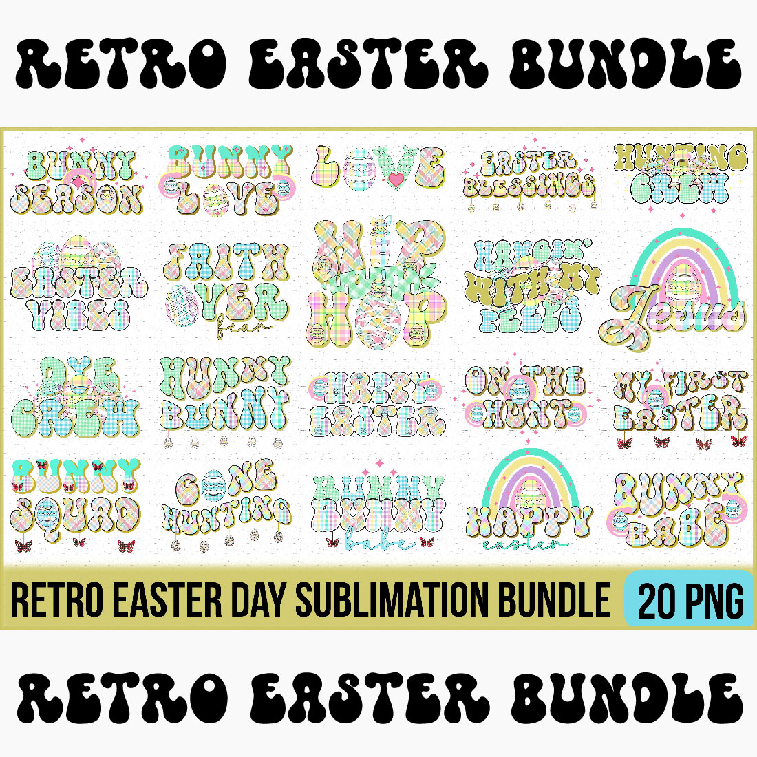 Retro Easter Day sublimation Bundle cover image.