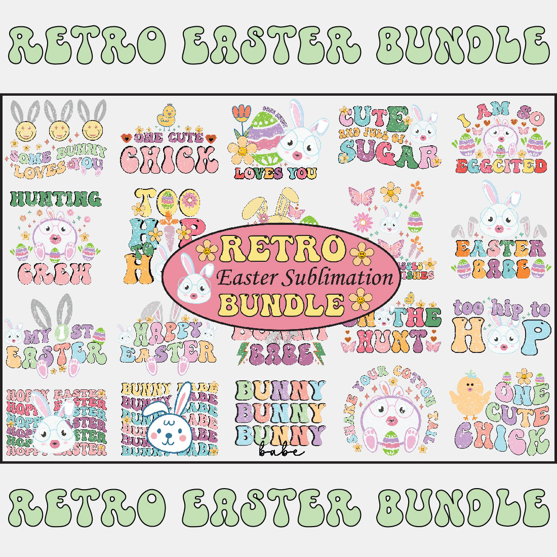 Retro Easter Sublimation Bundle cover image.