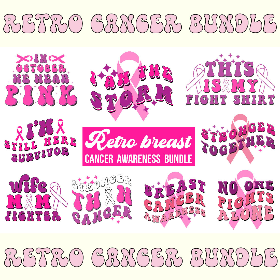 Retro Breast Cancer Awareness Bundle cover image.