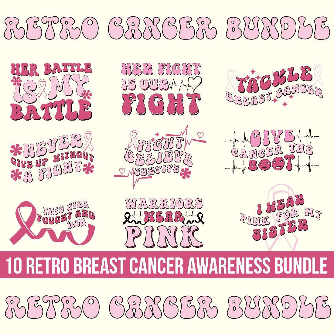 Retro Breast Cancer Awareness Bundle cover image.