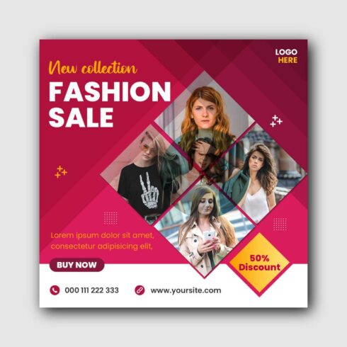 Fashion sale Social Media Instagram Post Template cover image.