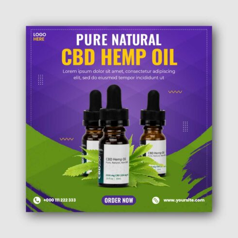 CBD Oil Social Media Instagram Post Template cover image.