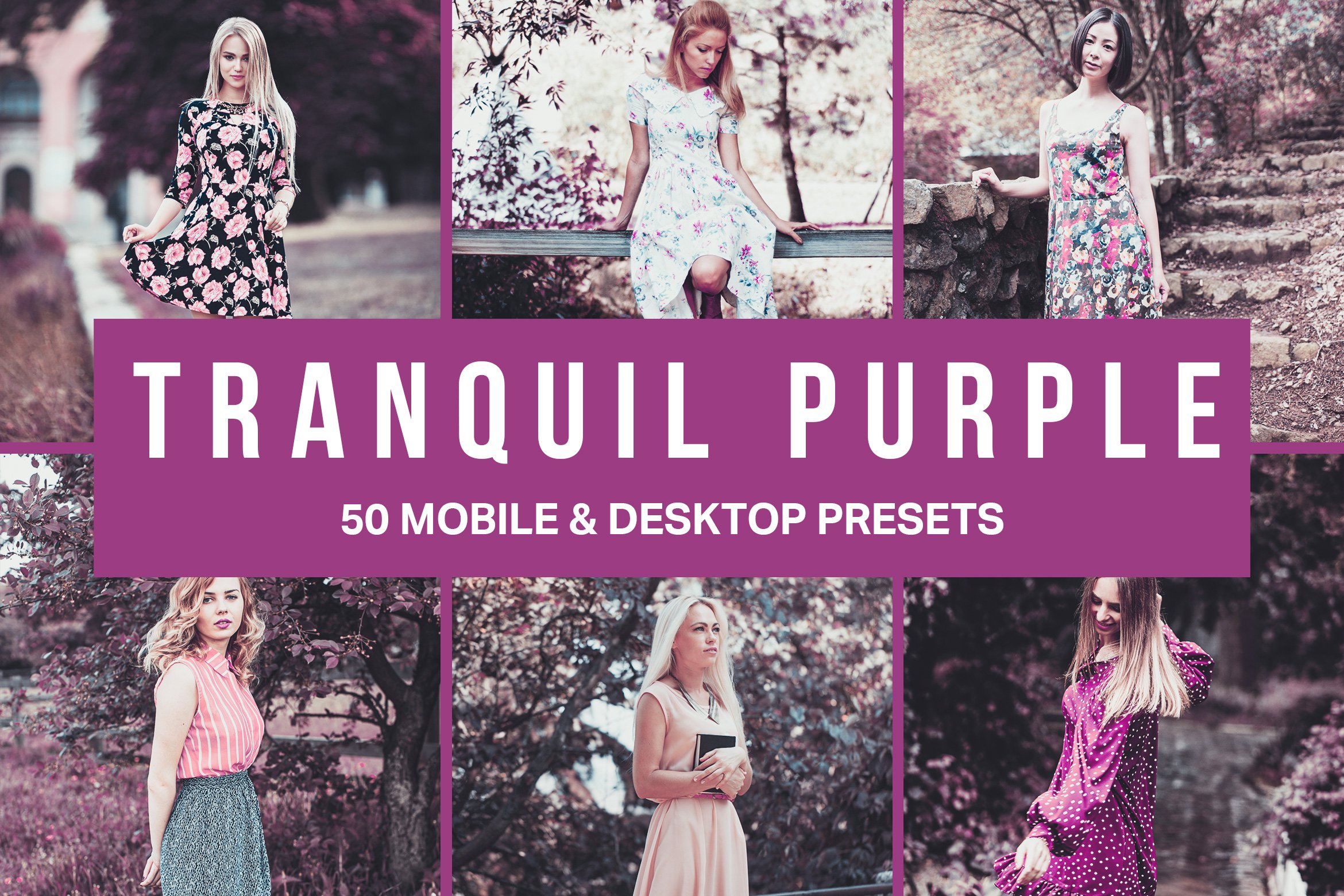 50 Tranquil Purple Lightroom Presetscover image.