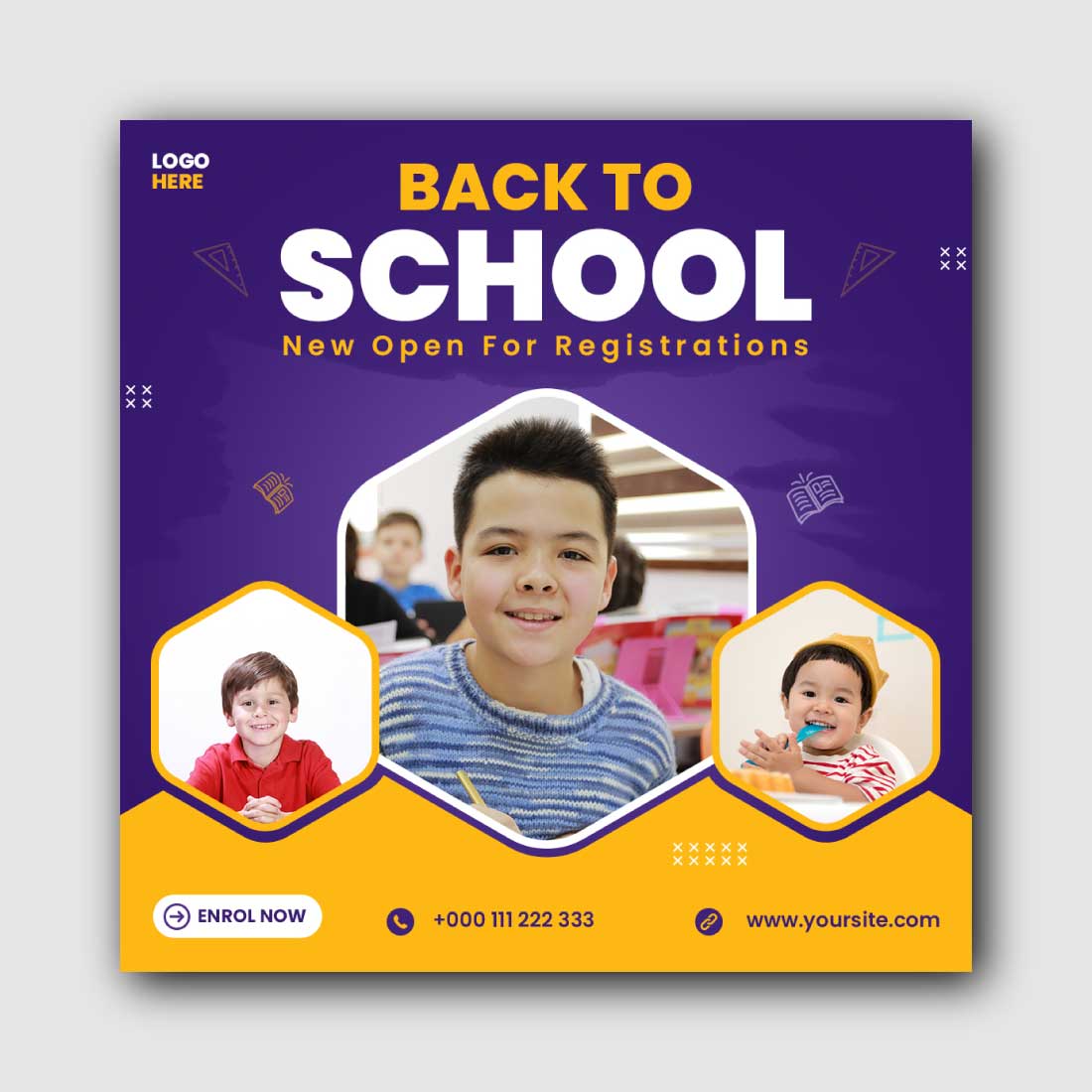 School admission Social Media Post Template cover image.