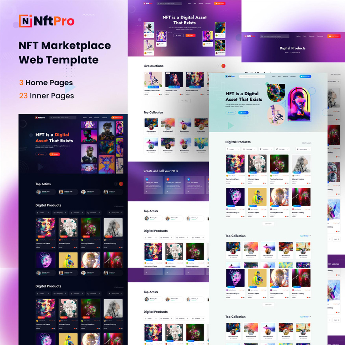 NftPro – NFT Marketplace Website Template preview image.