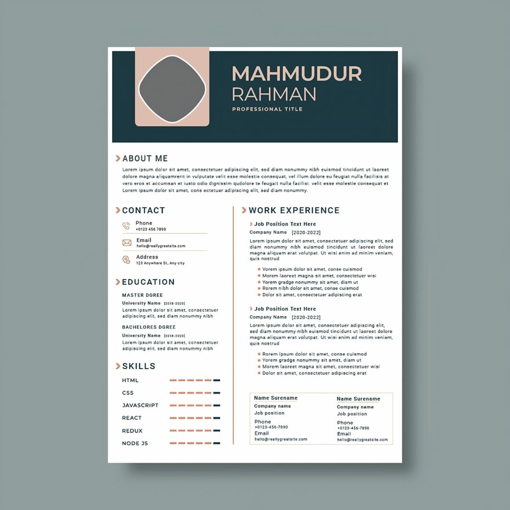 Clear & Modern Professional Resume CV Template - MasterBundles