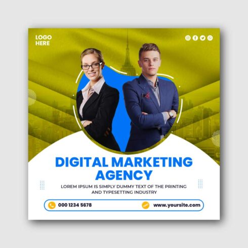 Digital Marketing Agency Social Media Instagram Post Template cover image.