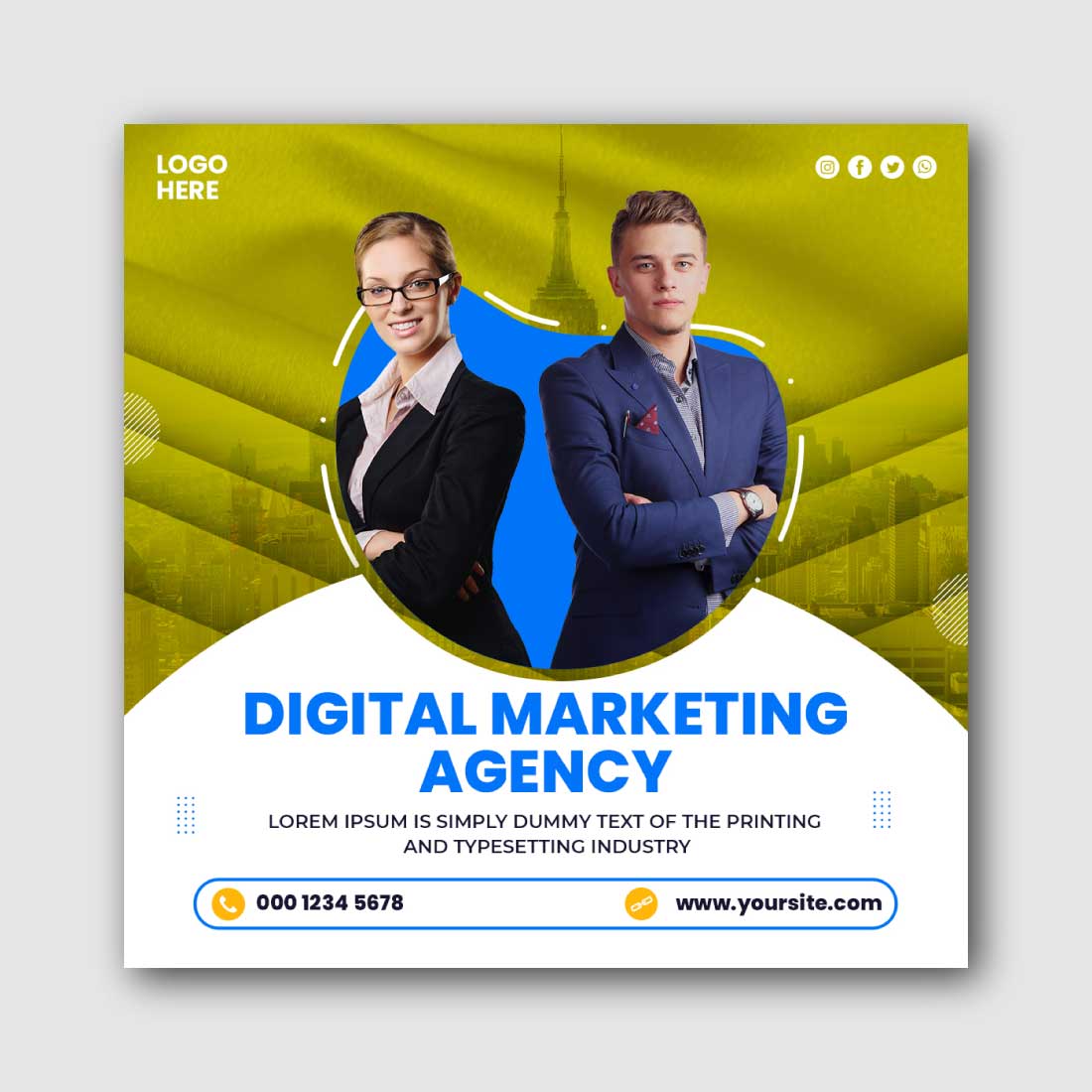 Digital Marketing Agency Social Media Instagram Post Template cover image.