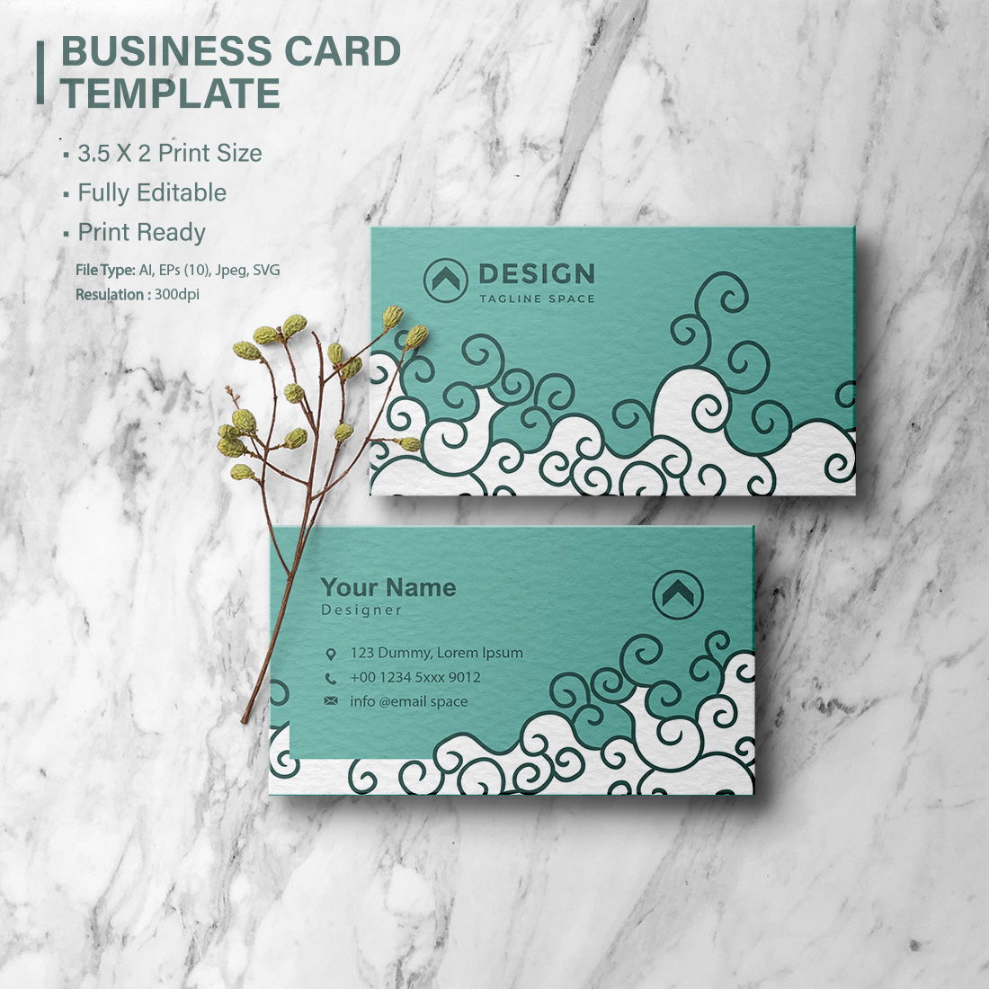Vector hand drawn abstract shapes modern business cards cover image.