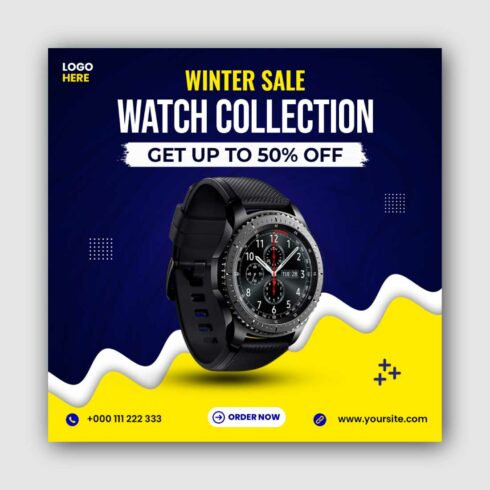 Watch Collection sale Social Media Instagram Post Template cover image.