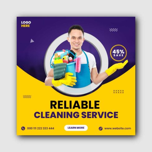 Cleaning Service Social Media Post Template cover image.