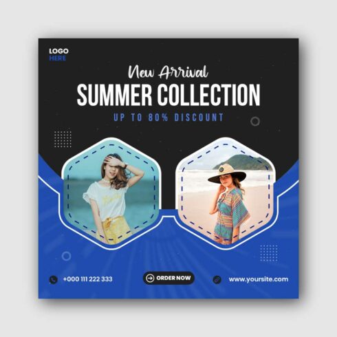 Summer collection sale Social Media Instagram Post Template cover image.