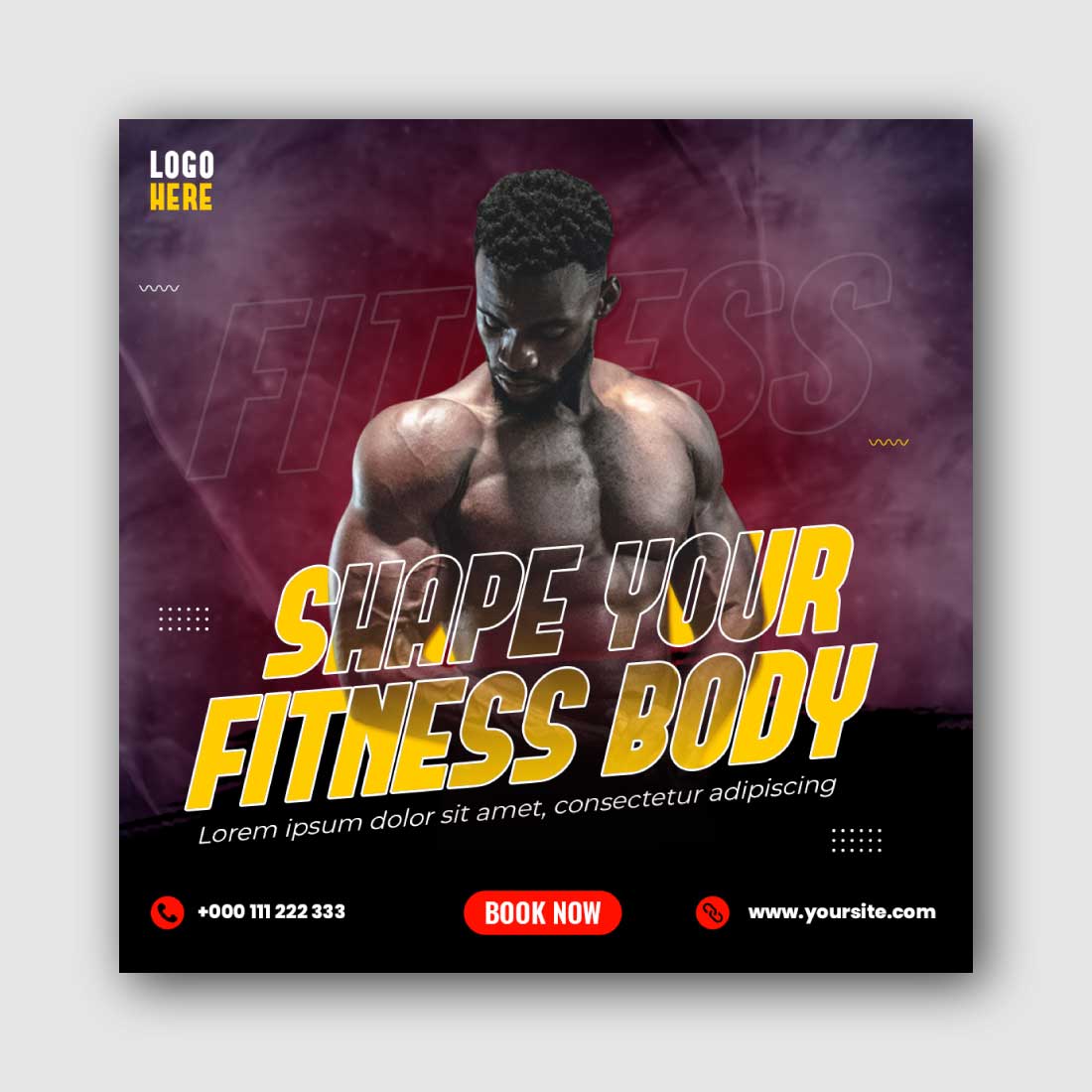 Fitness Body Social Media Instagram Post Template cover image.