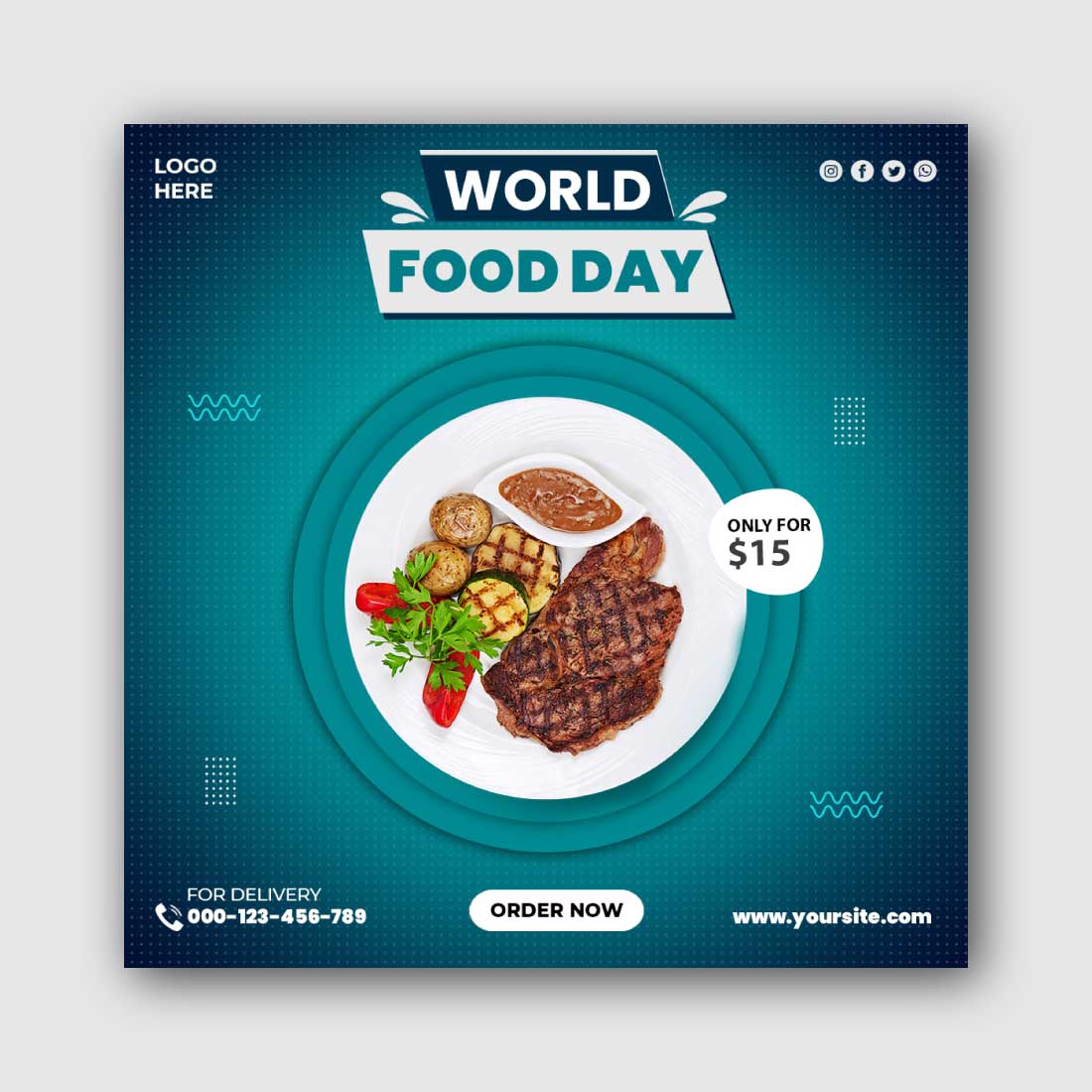 Food Social Media Instagram Post Template cover image.