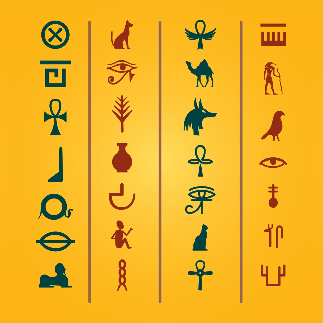 Egyptian hieroglyphics flat design cover image.