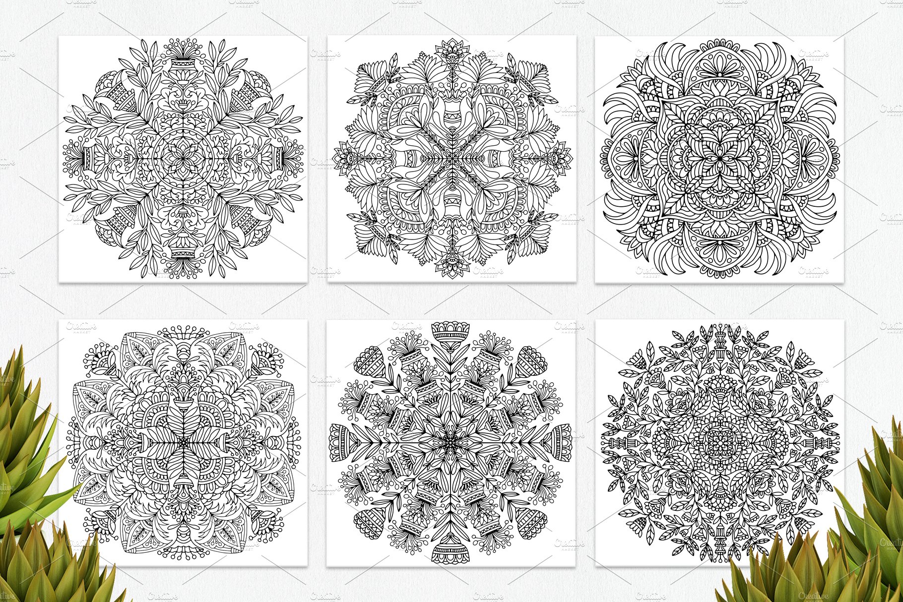 Drawn mandalas in folk style flowerpreview image.