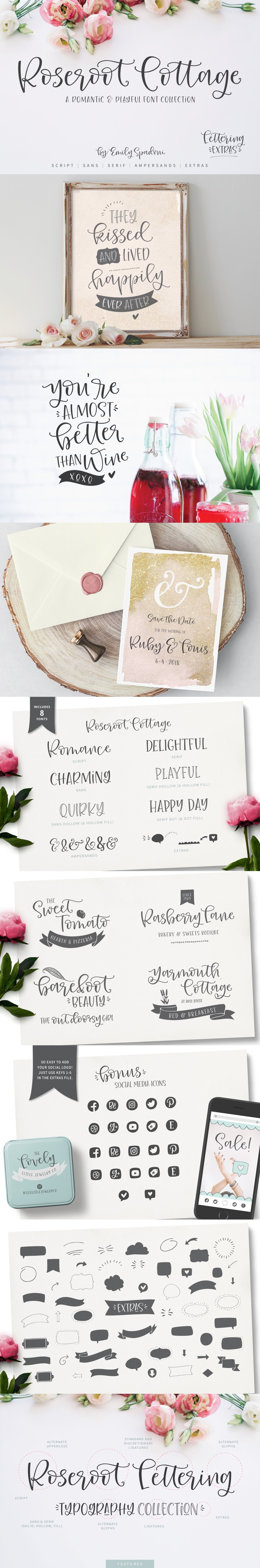 Roseroot Cottage Font Collection cover image.