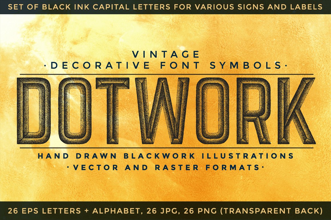 DOTWORK decorative font symbols cover image.